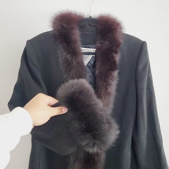 Vintage Marvin Richards Tuxedo Coat Fox Fur Trim - Picture 6 of 14